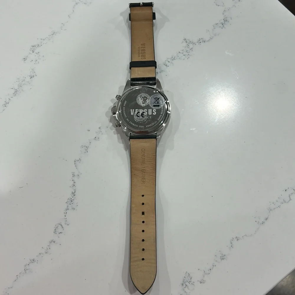 VERSUS VERSACE 46MM Stainless Steel & Leather Strap Watch 🔥Read Descrption🔥